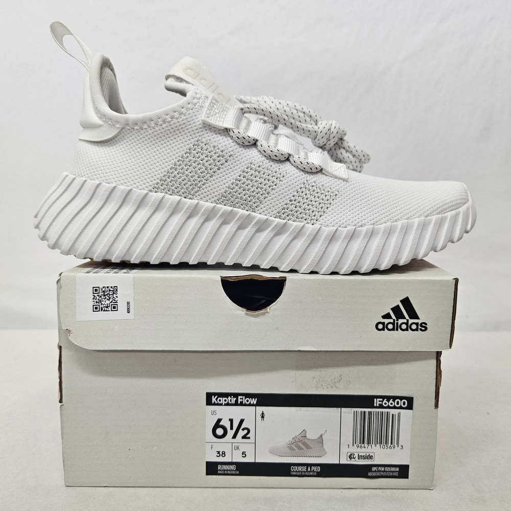 Adidas Kaptir Flow Running Shoes IF6600 White Silver‎ Womens Size 6.5
